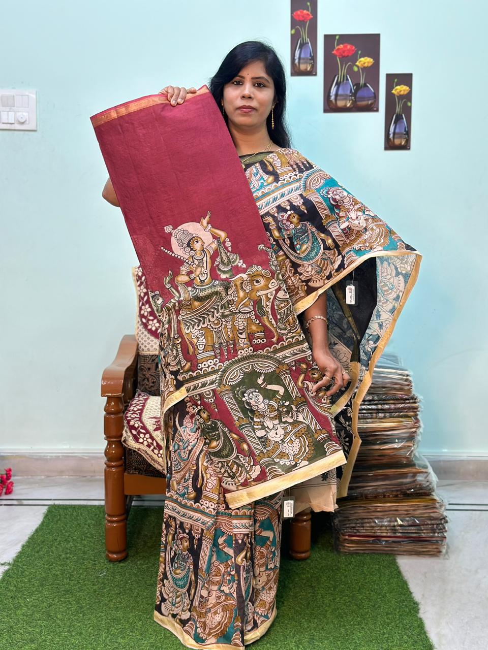 Exclusive Mangalgiri Kalamkari Cotton Saree