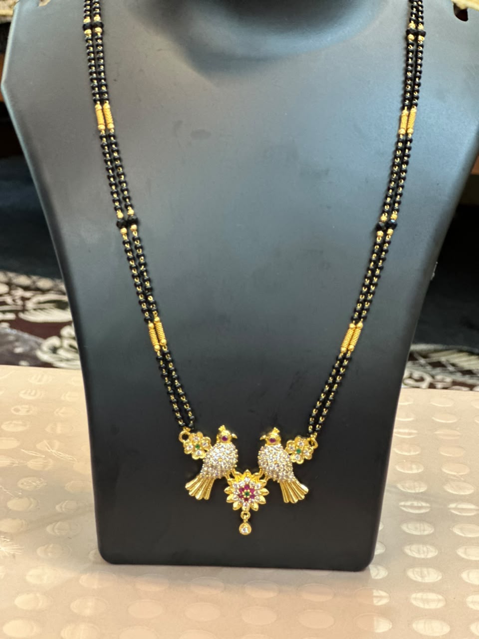 Dual Bird Floral Drop Mangalsutra Chain