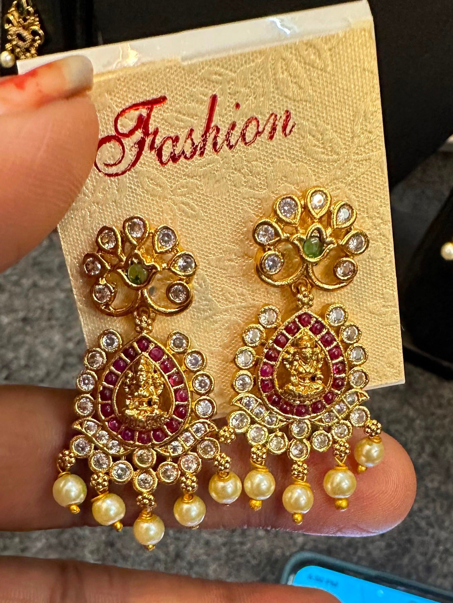 Traditional Goddess Lakshmi Antique Gold Earrings