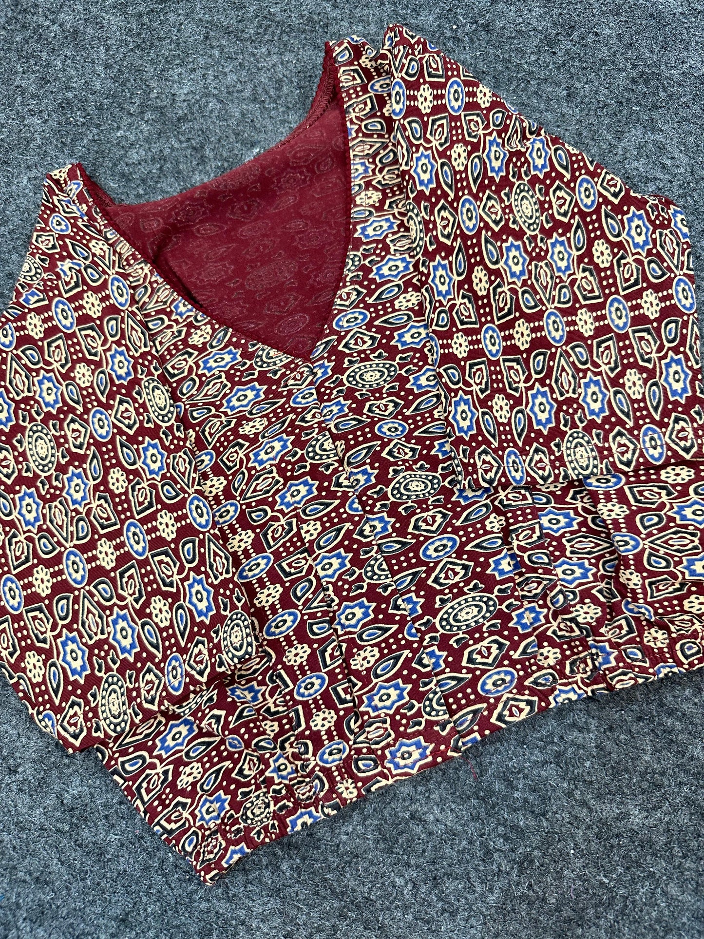 Traditional Ajrakh Print Cotton Saree Blouse