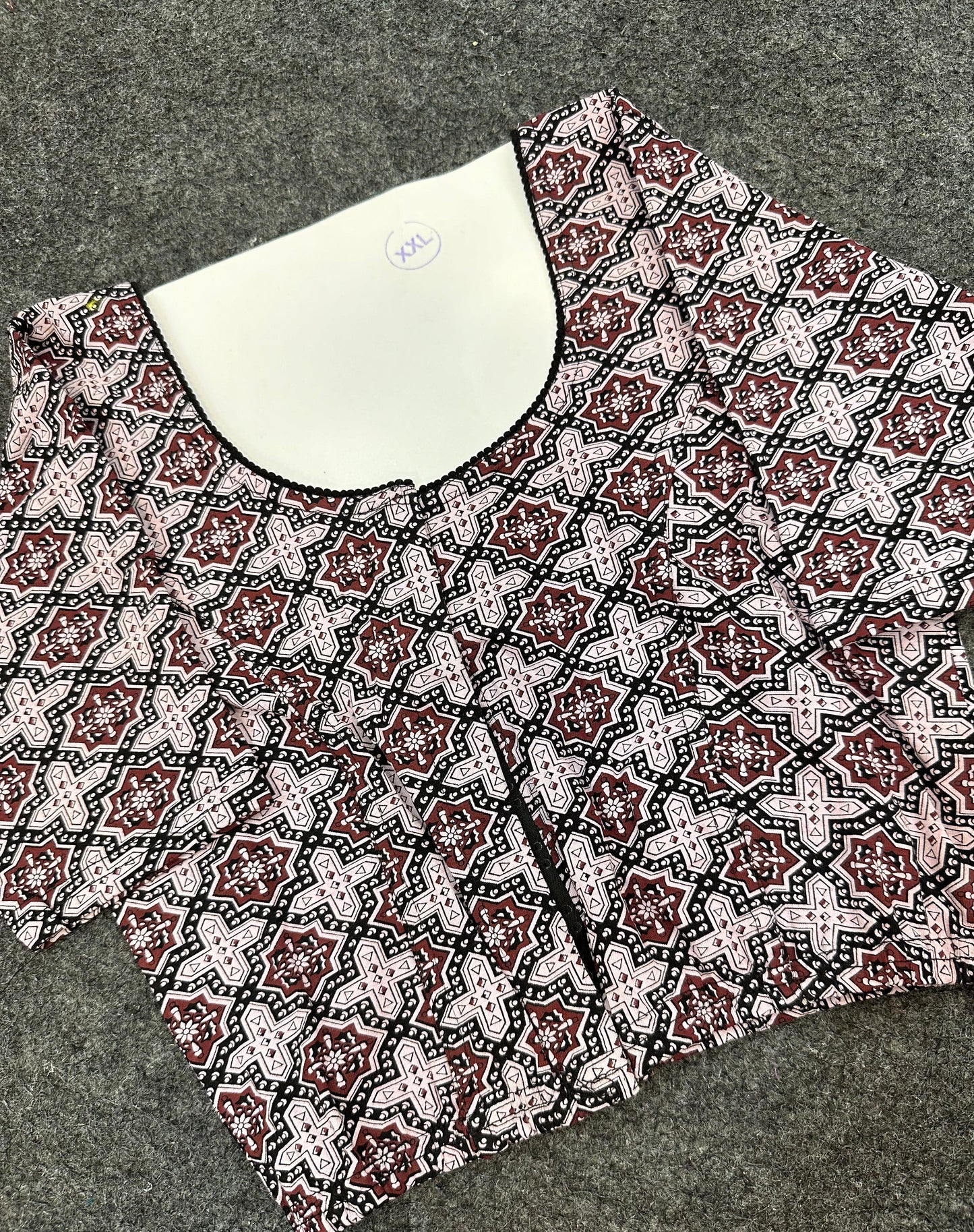 Traditional Ajrakh Print Cotton Saree Blouse