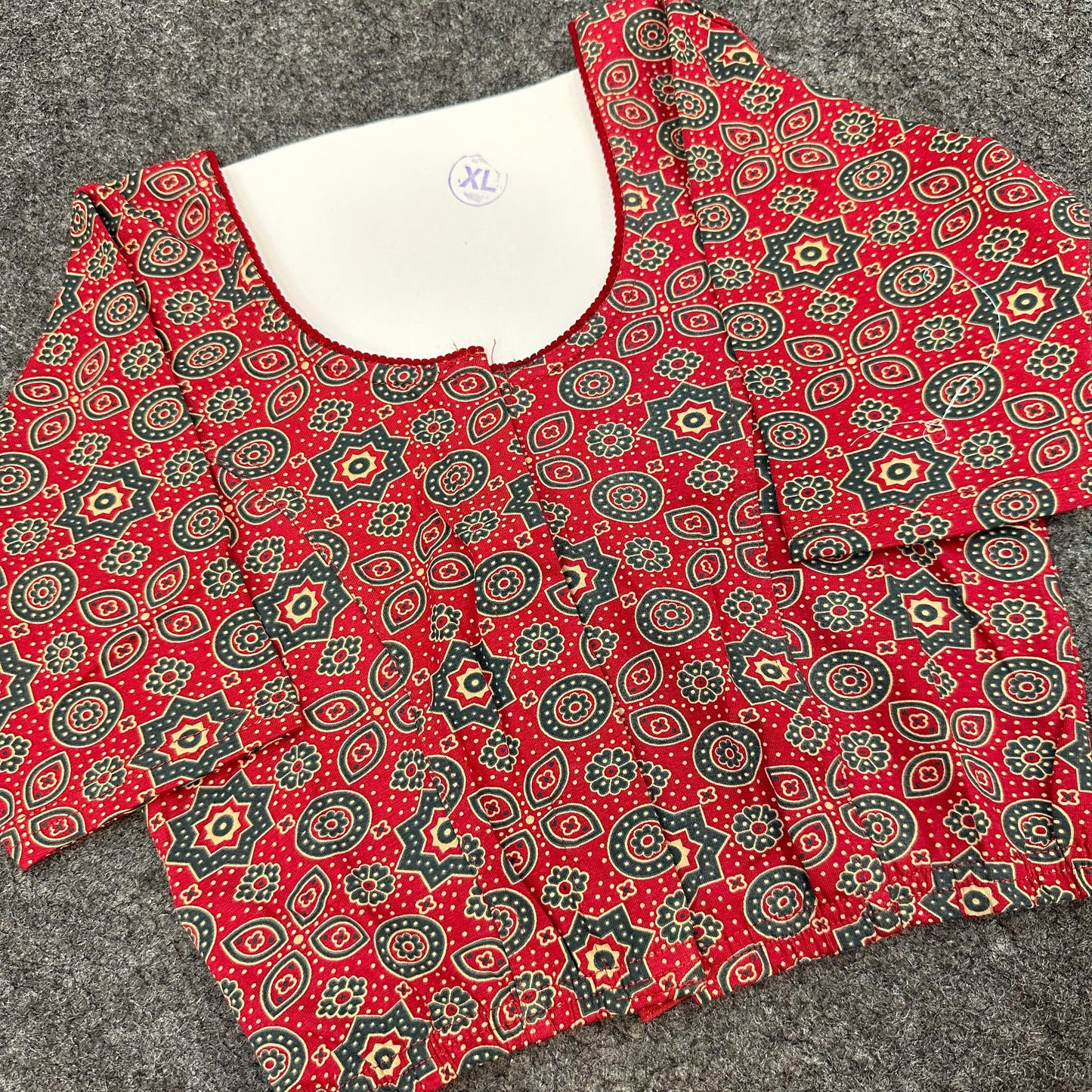 Traditional Ajrakh Print Cotton Saree Blouse