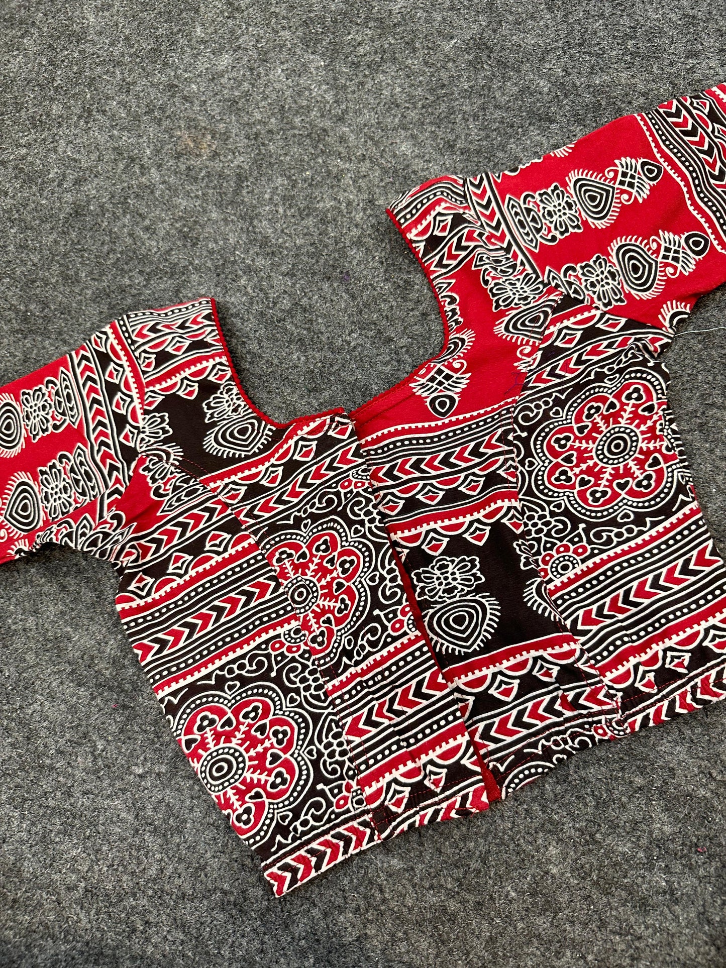 Traditional Ajrakh Print Cotton Saree Blouse