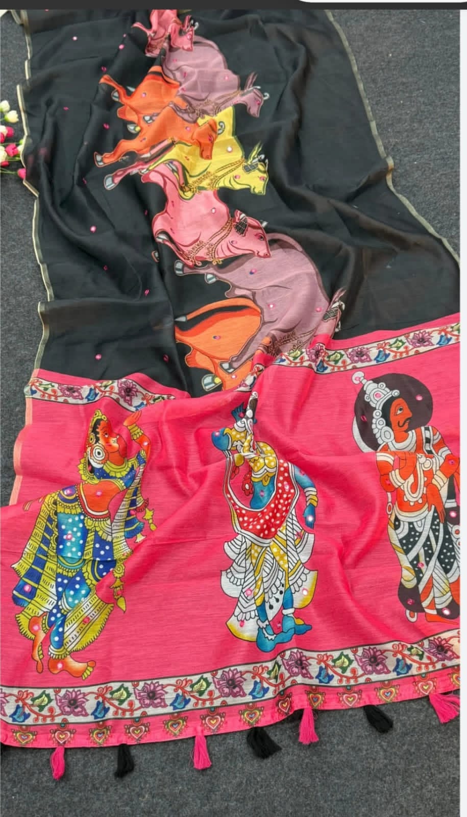 Dual- tone linen sarees