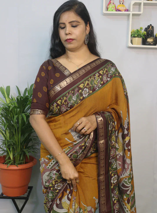Buy Kalamkari Mangalgiri Silk Sarees Online at Amma Selections