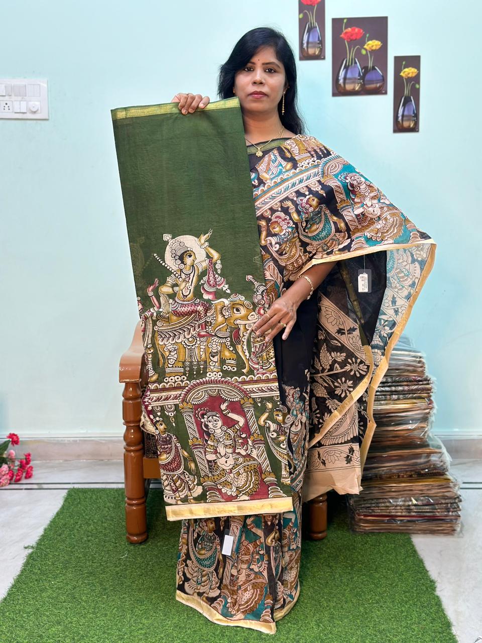 Exclusive Mangalgiri Kalamkari Cotton Saree
