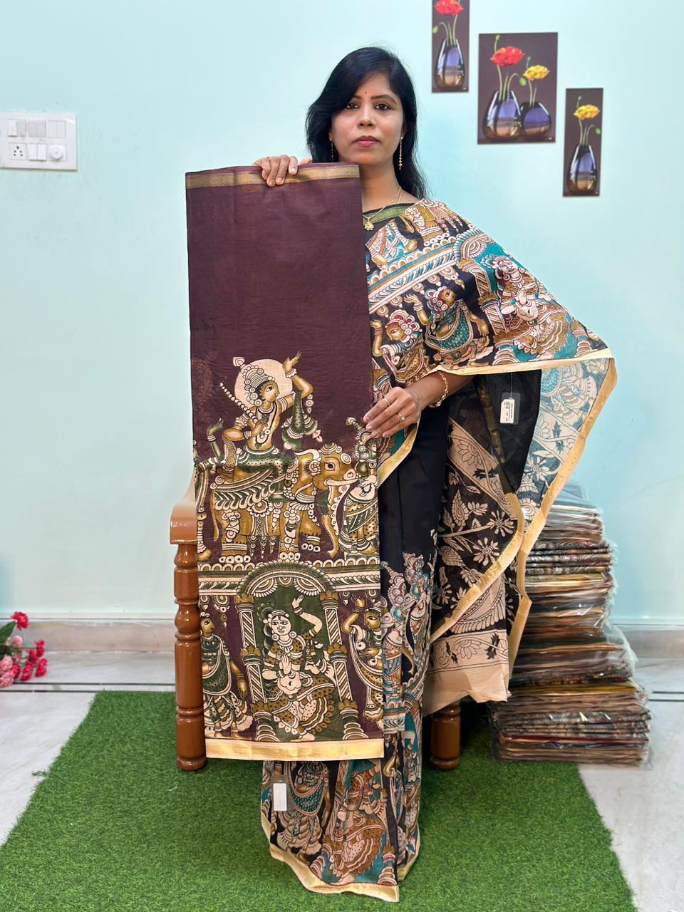 Exclusive Mangalgiri Kalamkari Cotton Saree