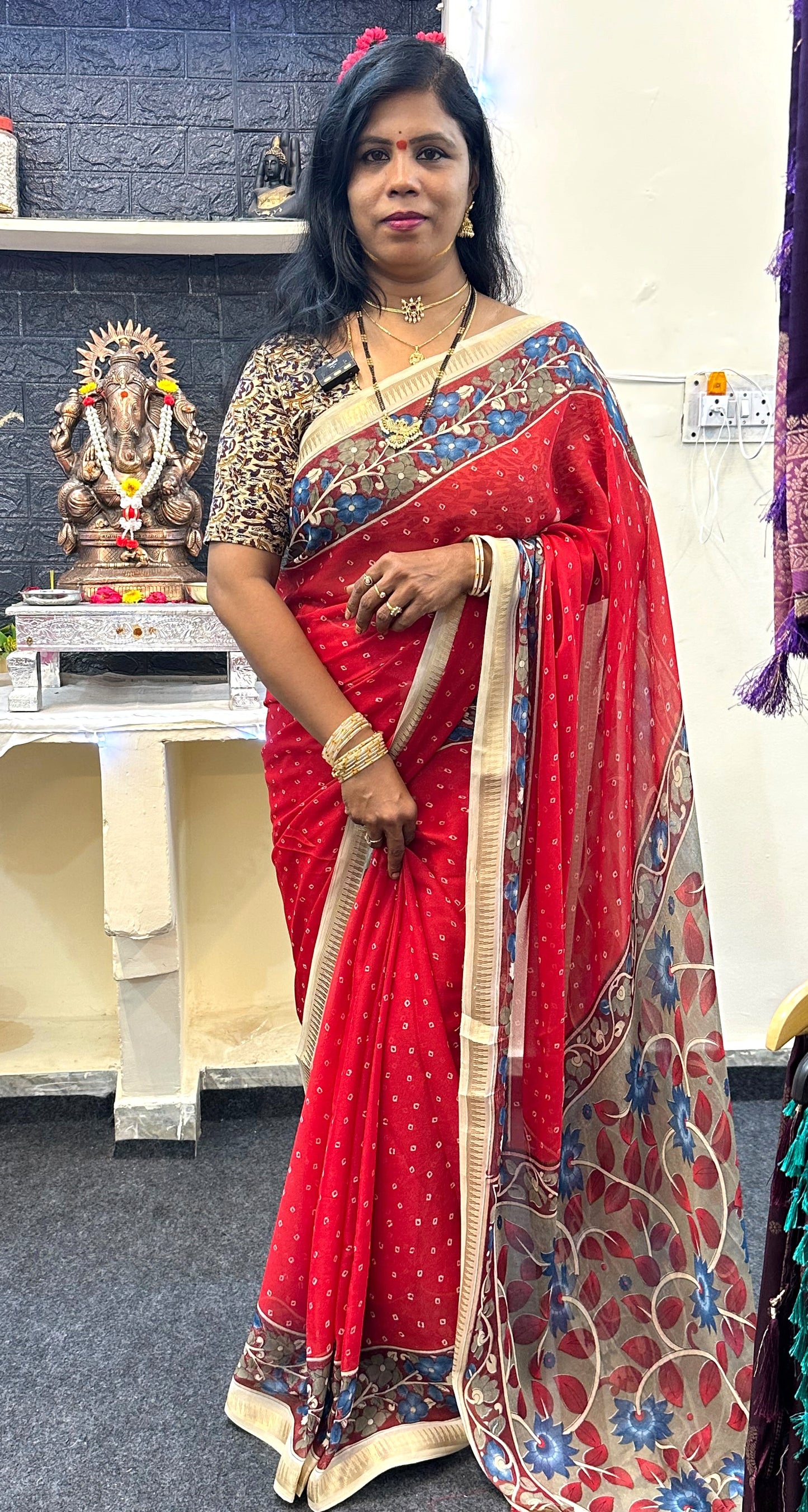 Georgette bandini  kalamkari sarees
