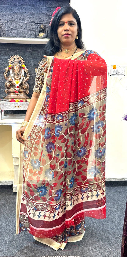 Georgette bandini  kalamkari sarees