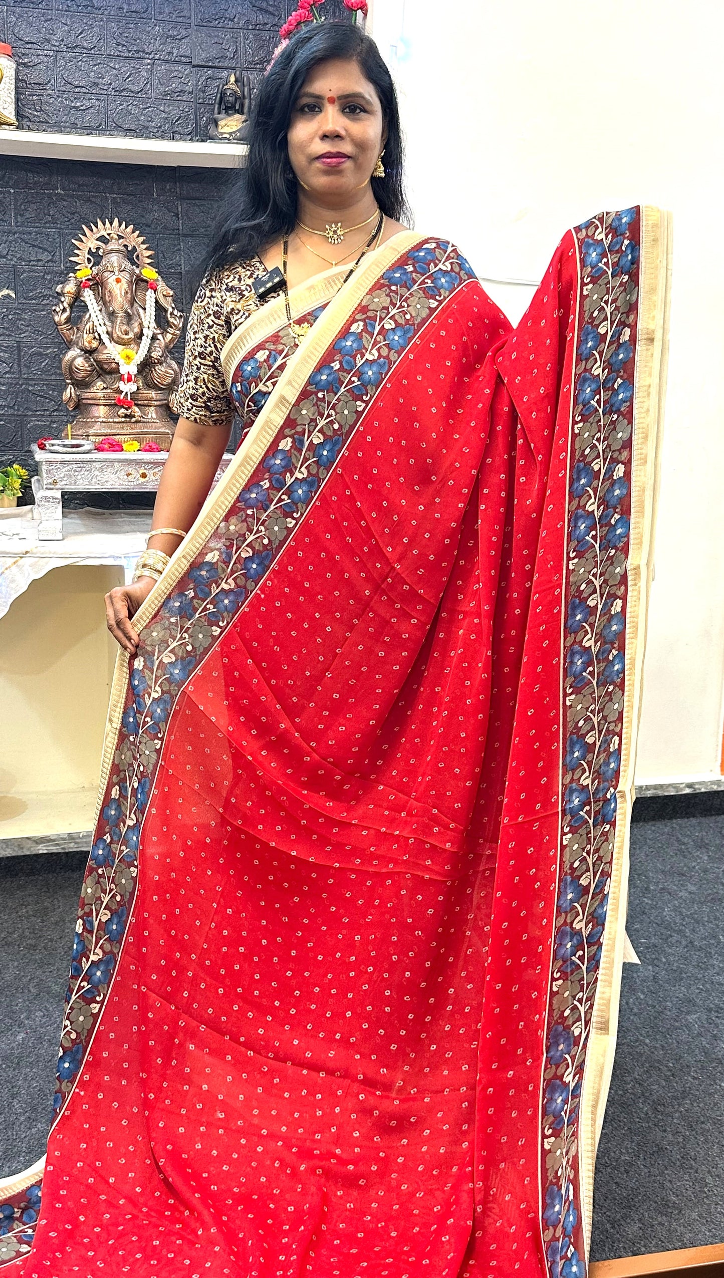 Georgette bandini  kalamkari sarees