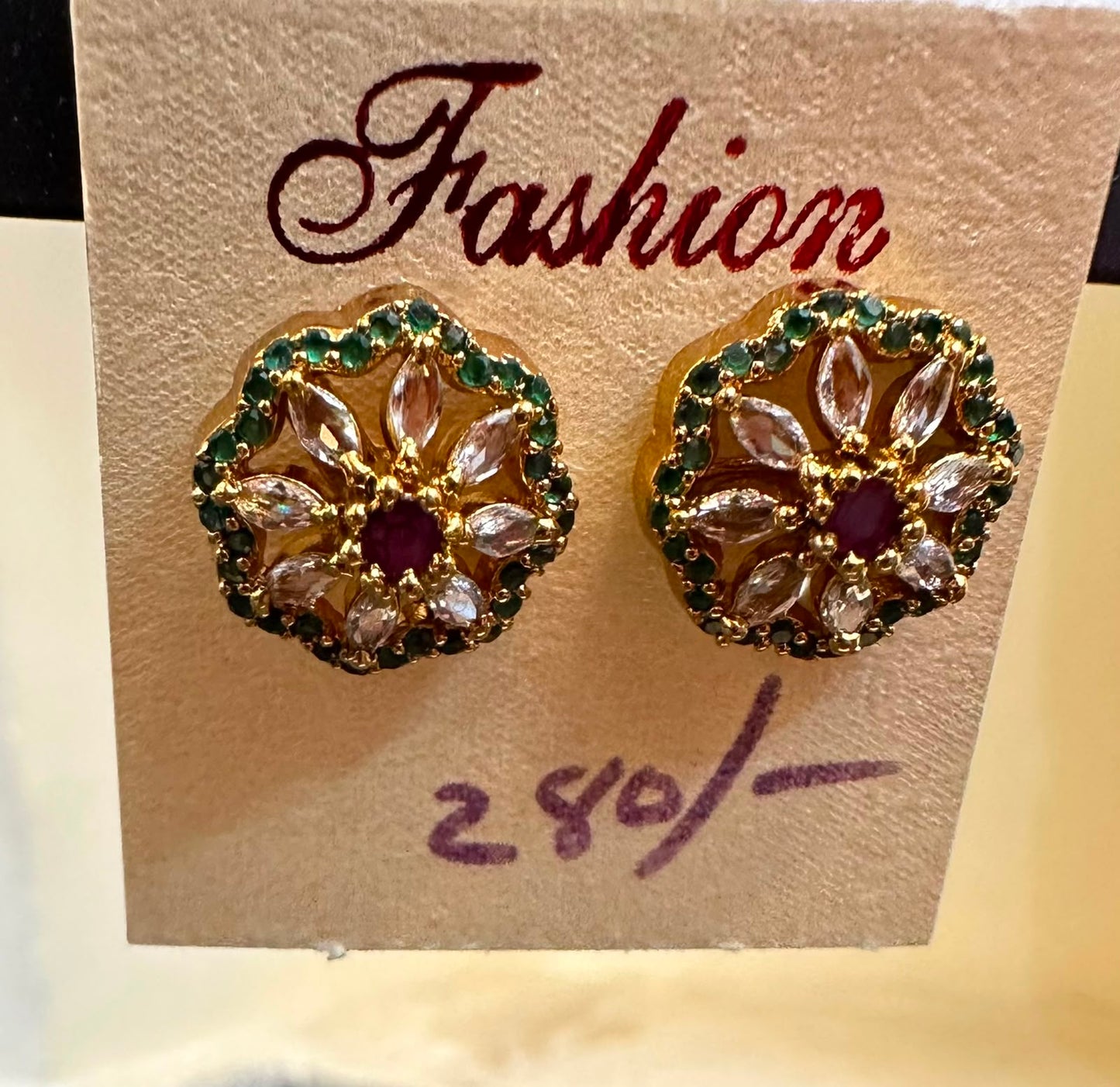 Stone stud earrings