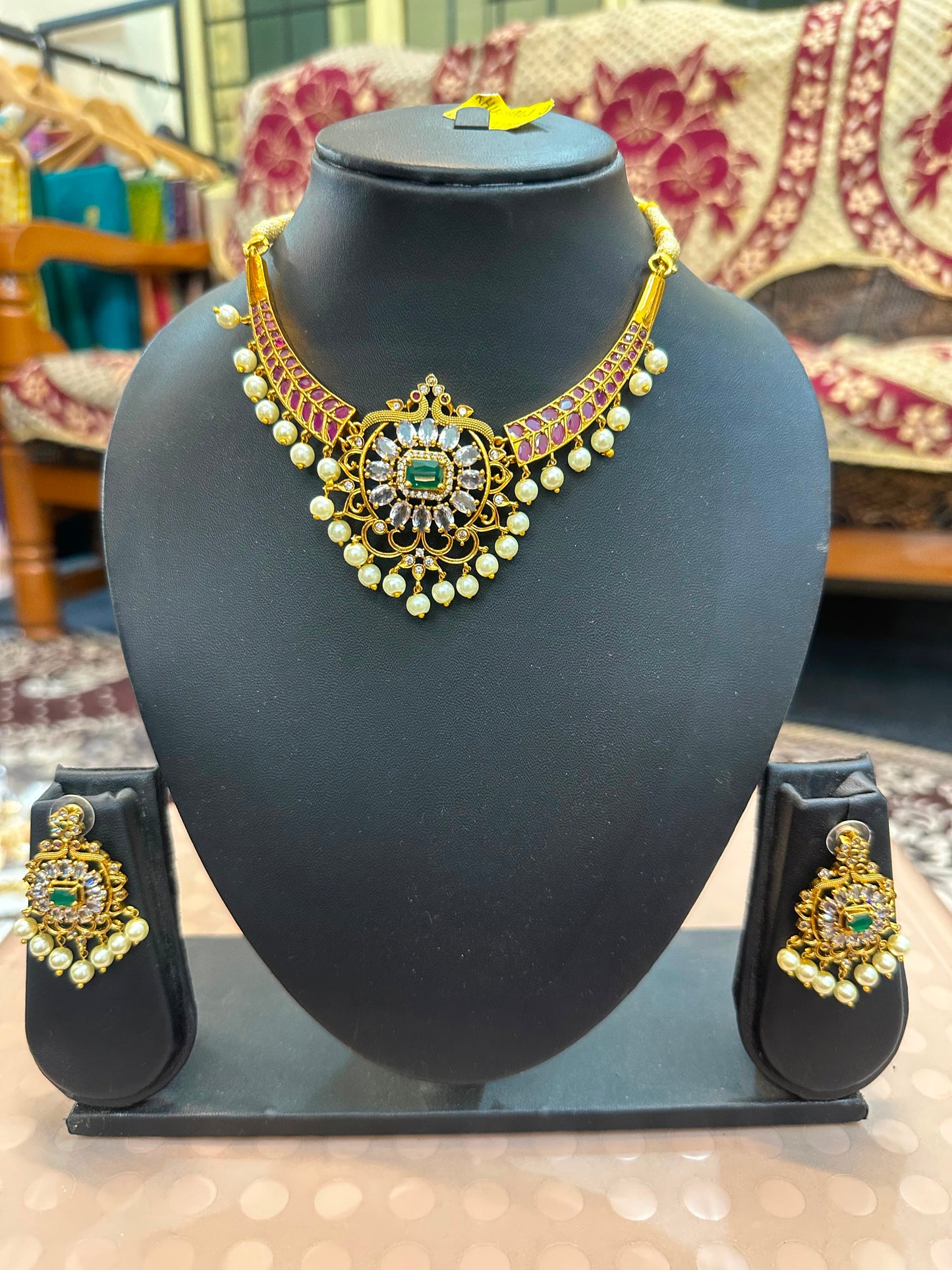 Ruby Peacock Choker Set
