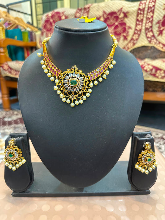 Ruby Peacock Choker Set