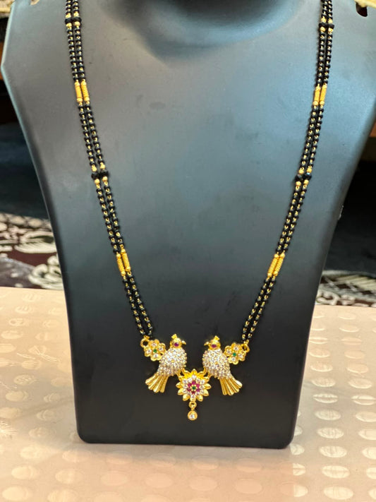 Dual Bird Floral Drop Mangalsutra Chain