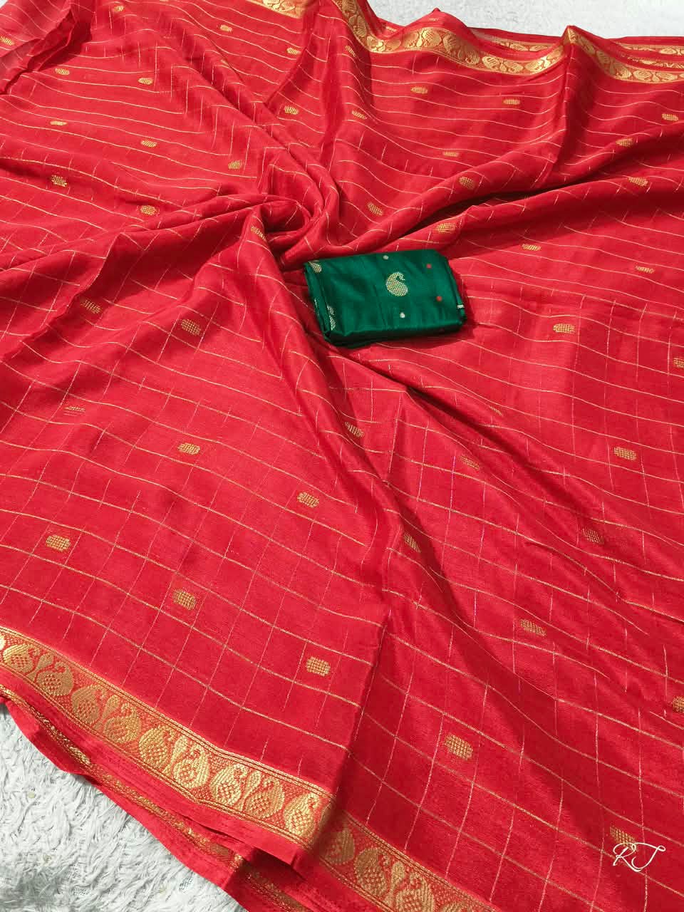 Beautiful zeri check silk saree