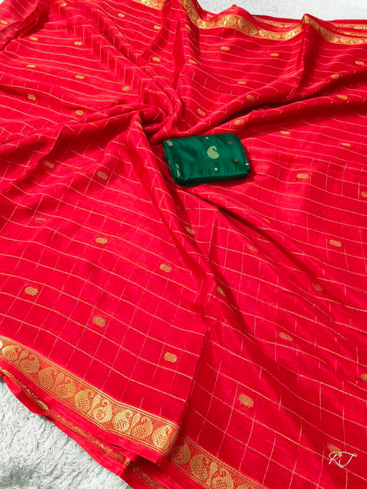 Beautiful zeri check silk saree