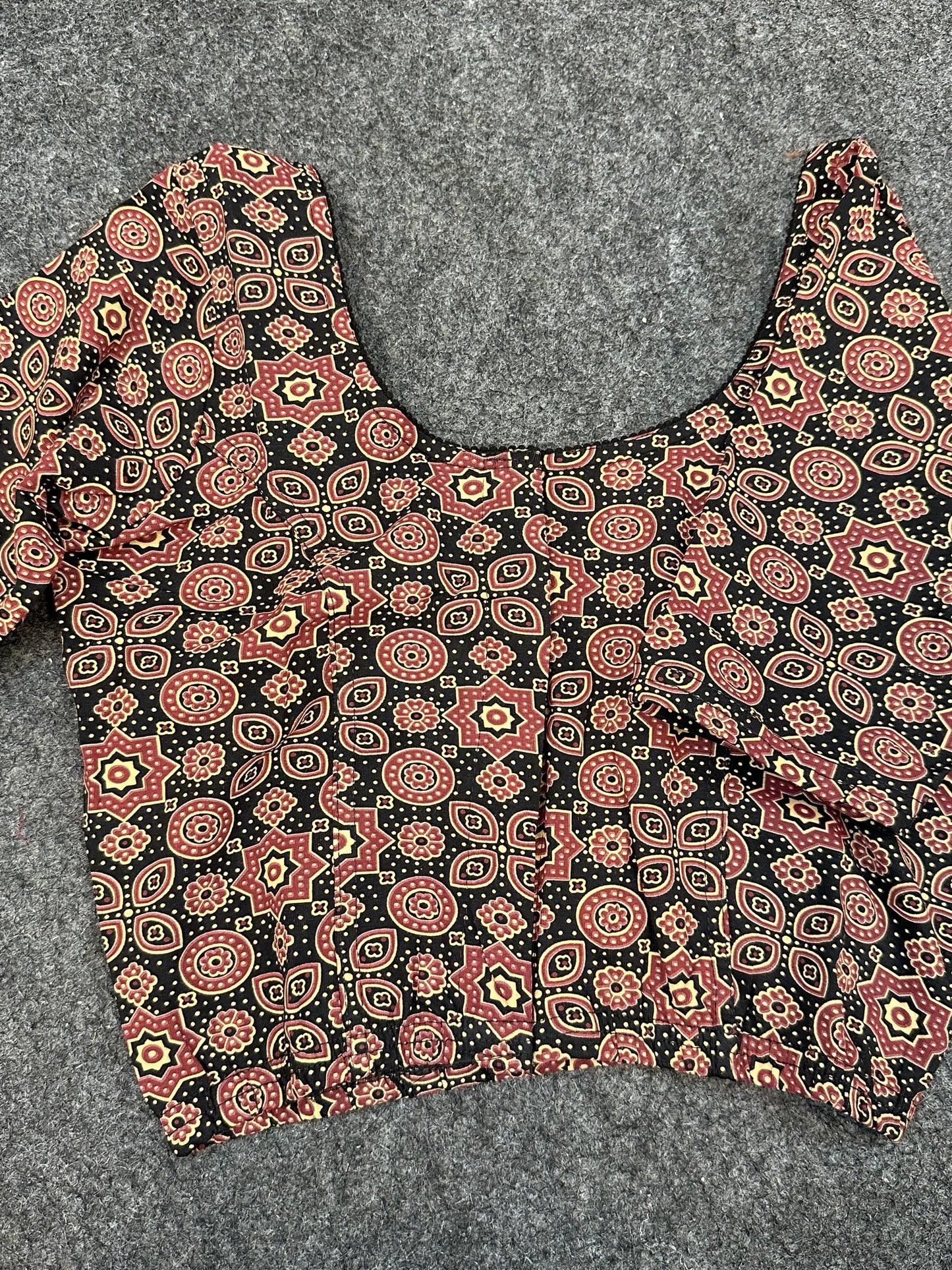 Ajrakh Block Print Readymade Saree Blouse