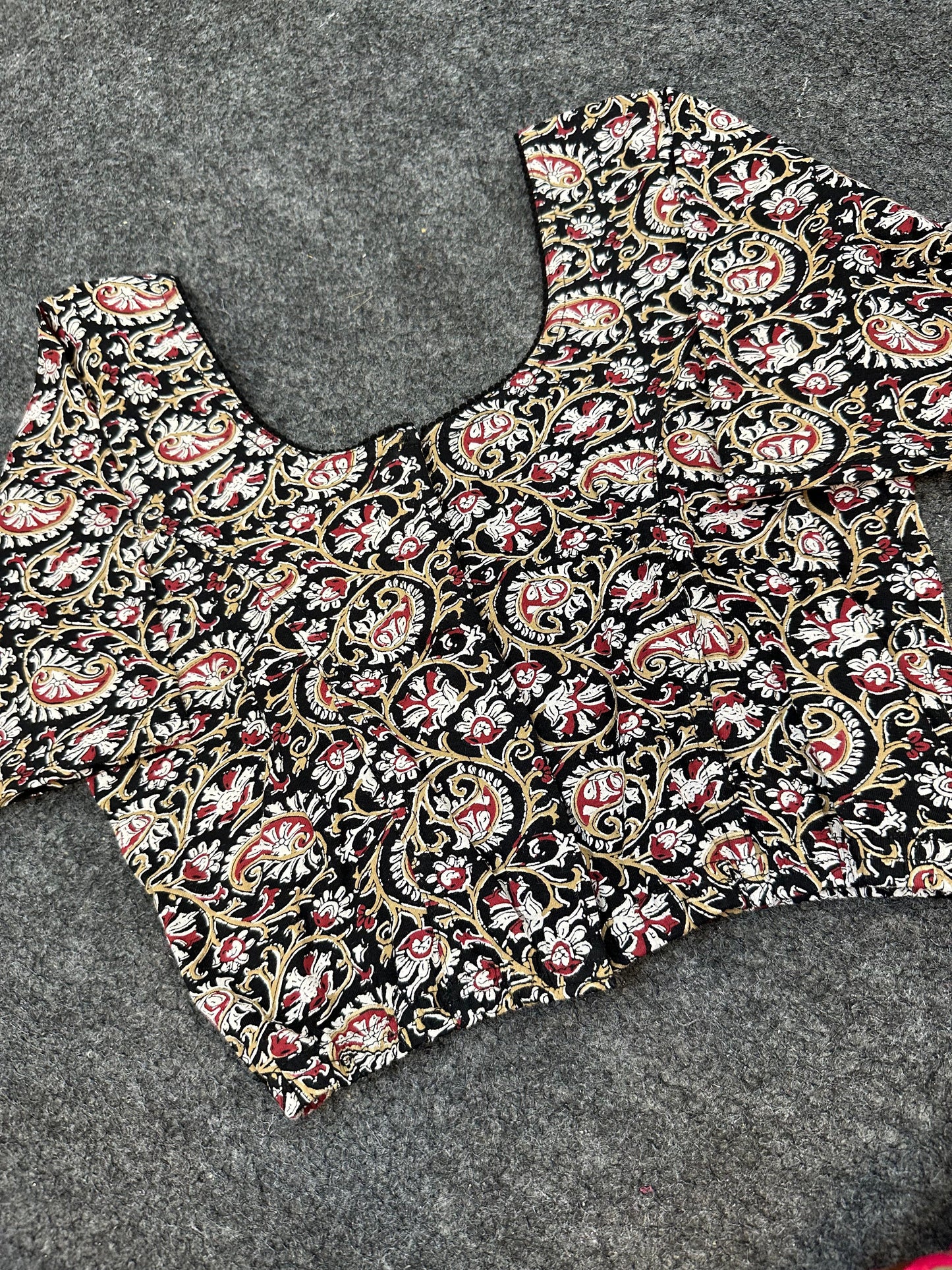 Traditional Ajrakh Print Cotton Saree Blouse