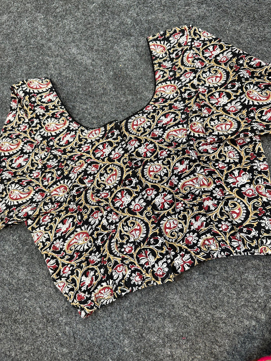 Traditional Ajrakh Print Cotton Saree Blouse