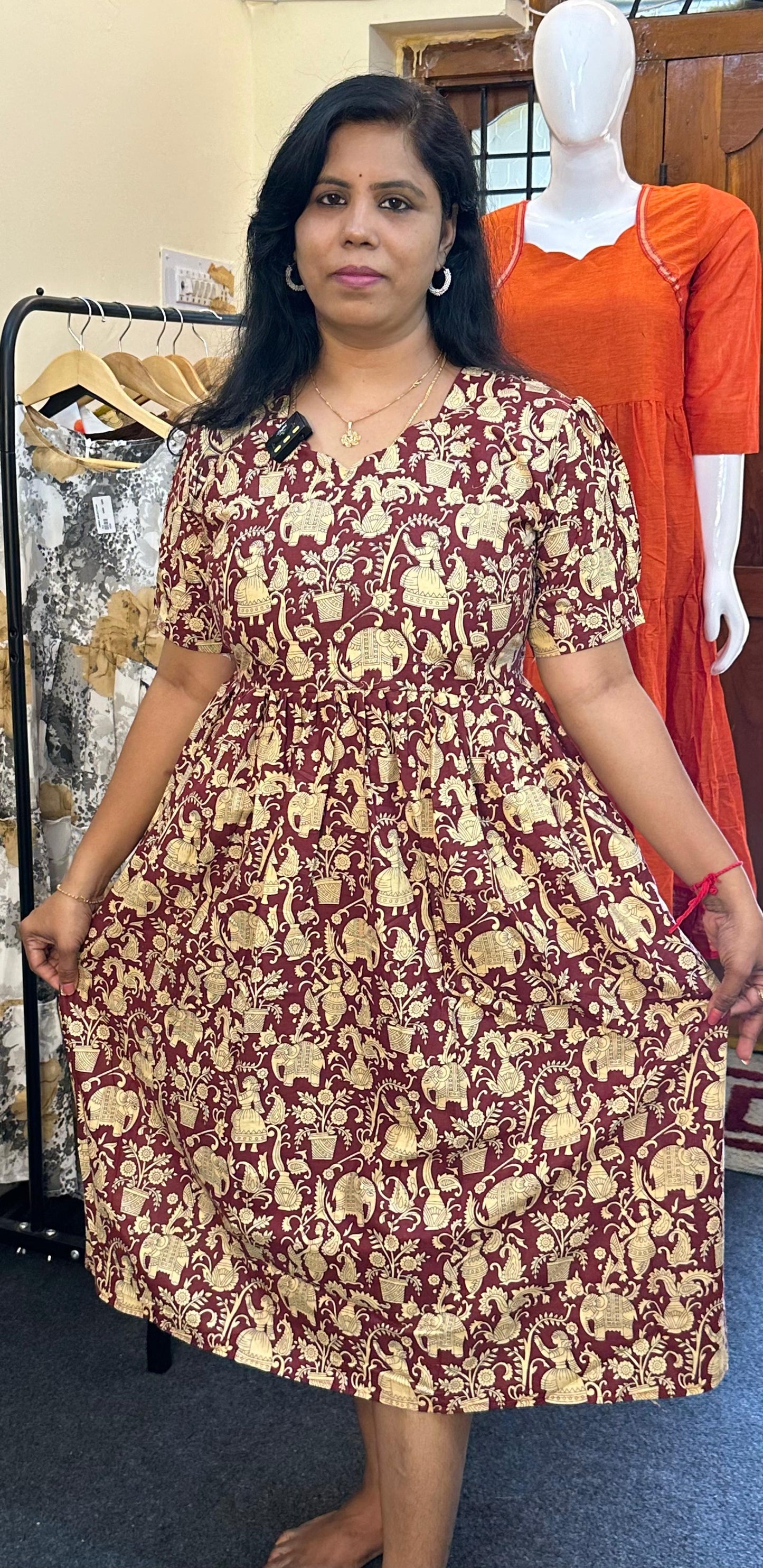 Kalamkari print cotton anarkali kurti