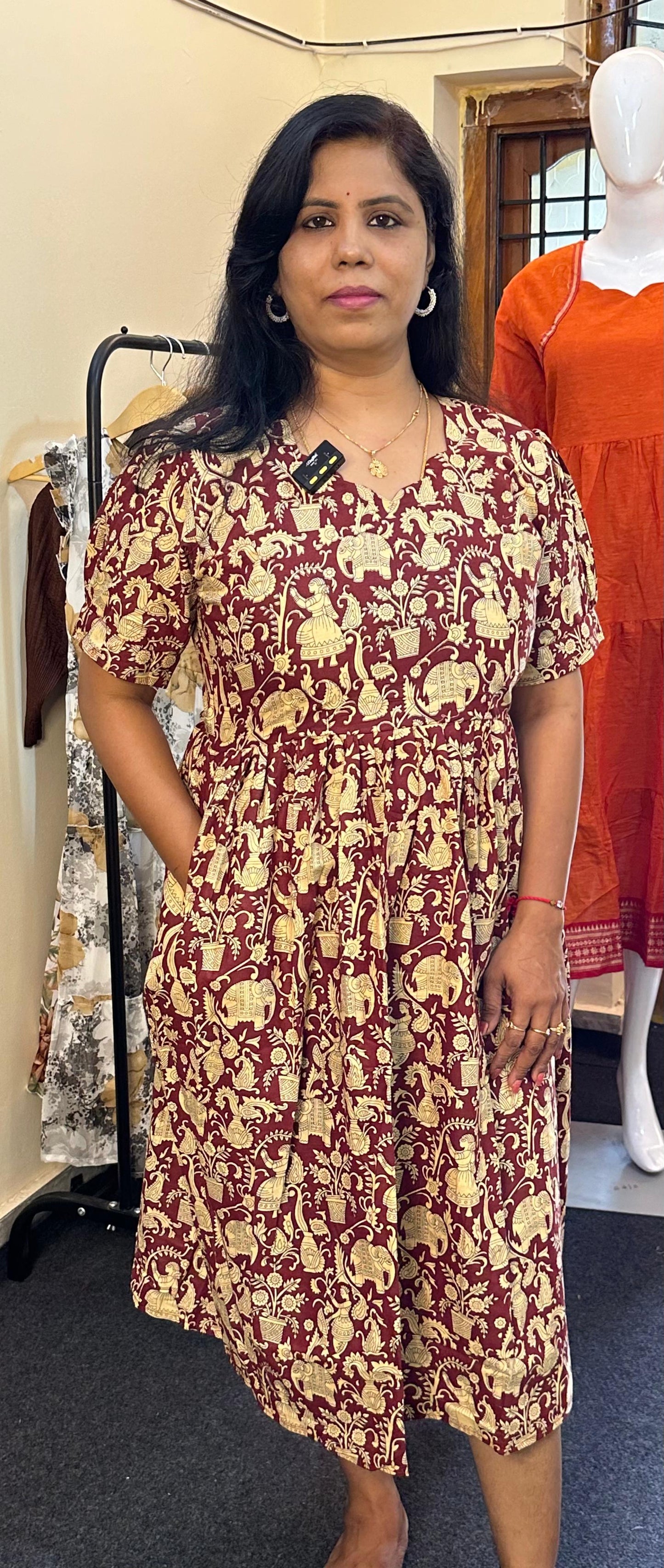 Kalamkari print cotton anarkali kurti