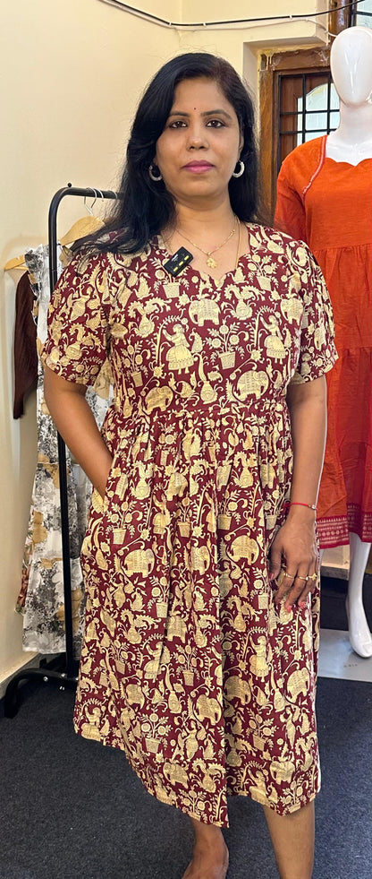 Kalamkari print cotton anarkali kurti