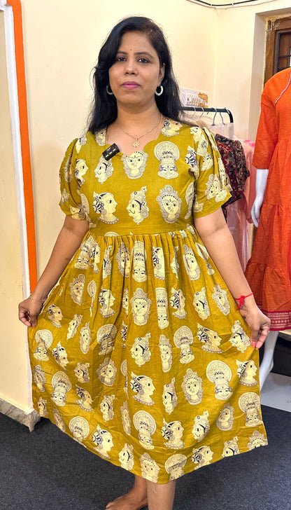 Kalamkari print cotton anarkali kurti