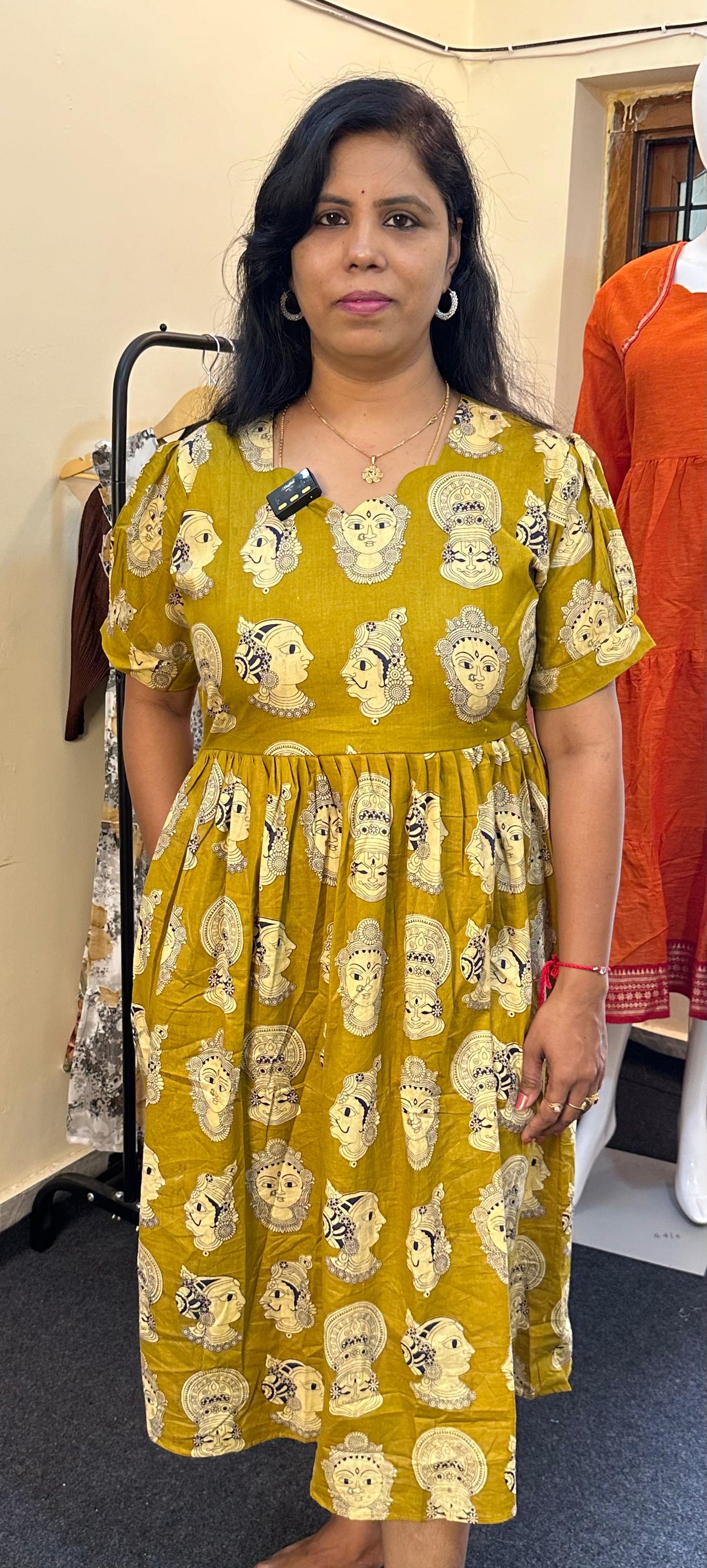 Kalamkari print cotton anarkali kurti