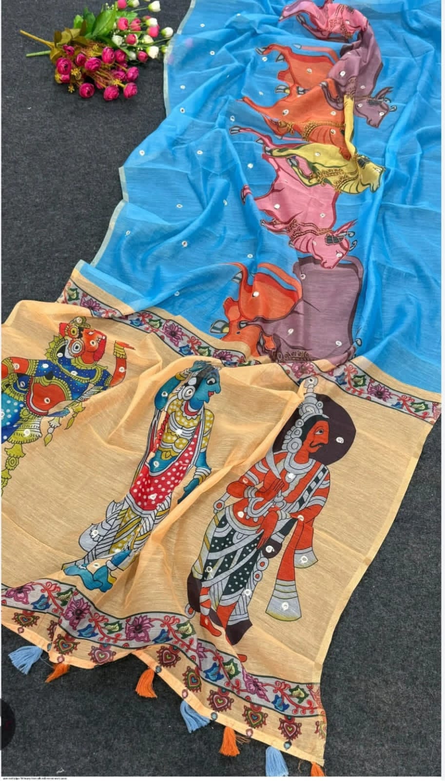 Dual- tone linen sarees