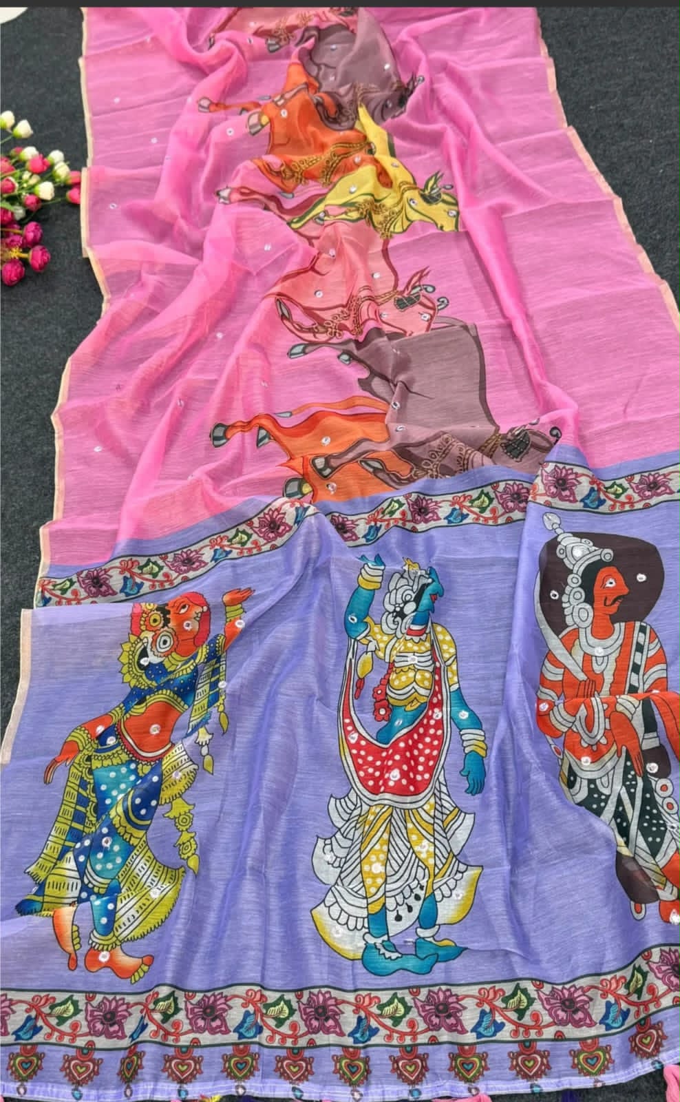 Dual- tone linen sarees