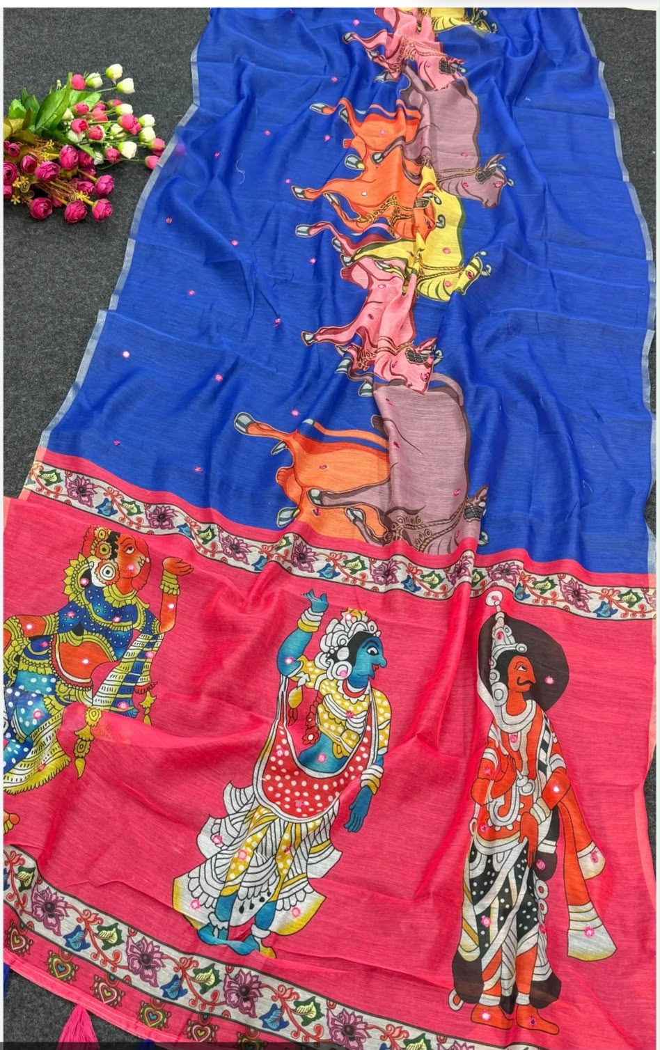 Dual- tone linen sarees